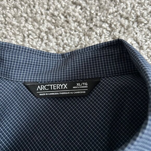 ArcTeryx KASLO Mens XL Plaid Long Sleeve Shirt With Zipper Pocket Blue - Picture 7 of 11
